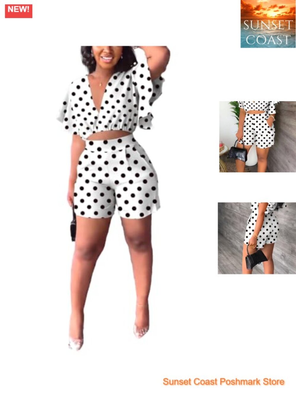Women's 2 Piece Shorts Outfit Butterfly Sleeve Crop Top High Waisted Shorts